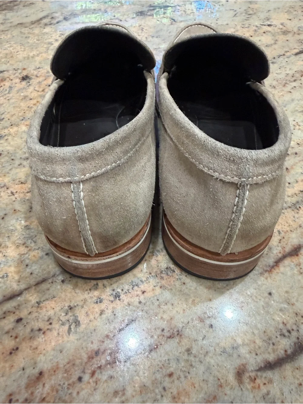Men's Helm Suede Penny Loafers in Taupe - Casual Dress Slip-Ons Size 12